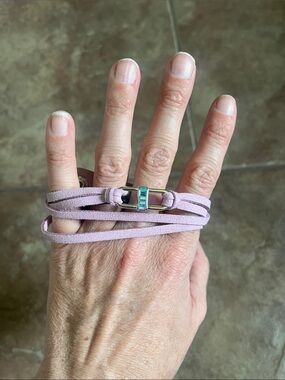 Lilac Suede Wrap Bracelet with Blue Crystal Accent
